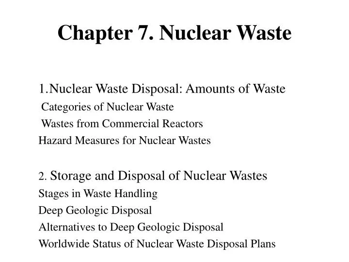 chapter 7 nuclear waste