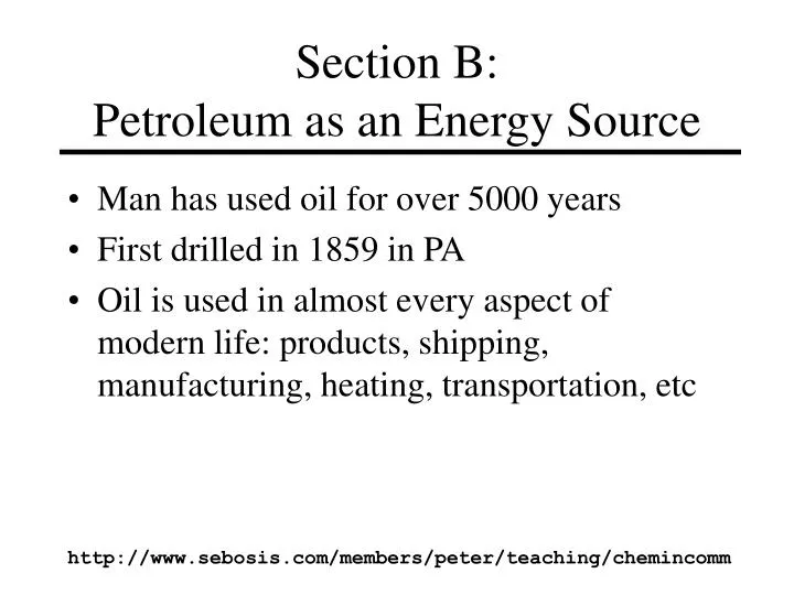section b petroleum as an energy source