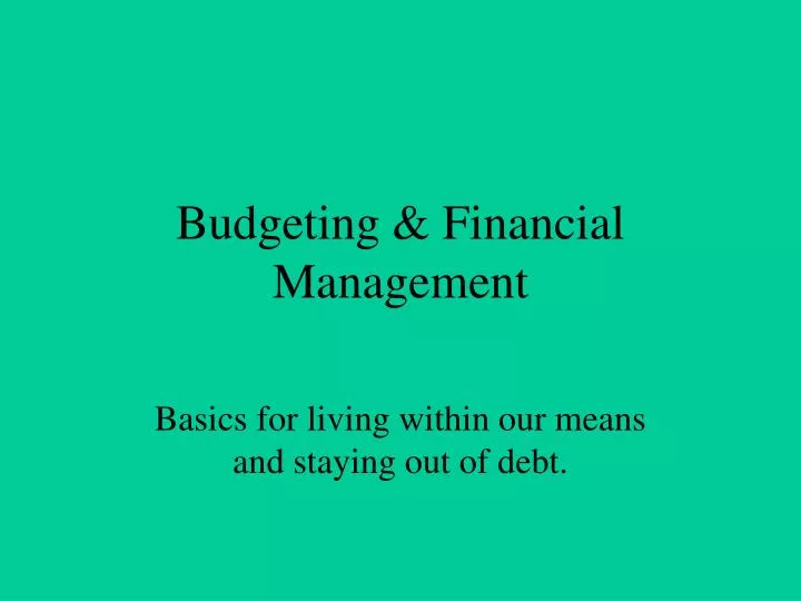 budgeting financial management
