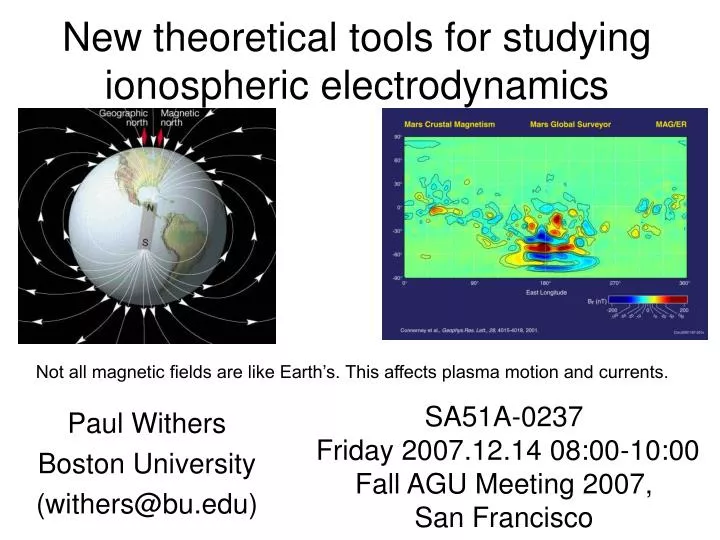 new theoretical tools for studying ionospheric electrodynamics
