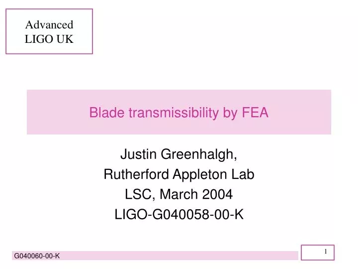 blade transmissibility by fea