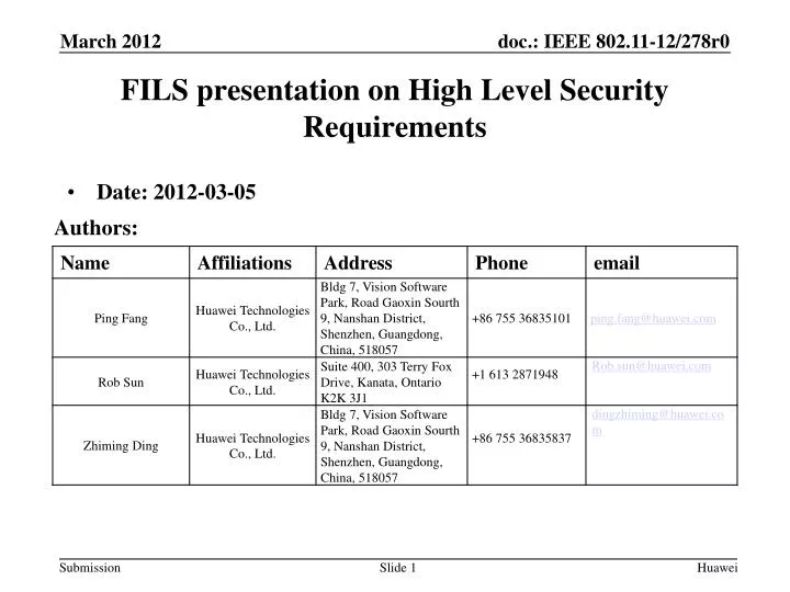 fils presentation on high level security requirements