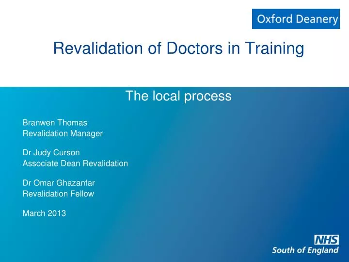 revalidation of doctors in training