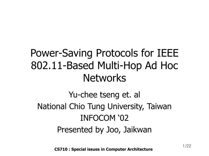 power saving protocols for ieee 802 11 based multi hop ad hoc networks