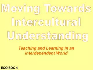 Moving Towards Intercultural Understanding