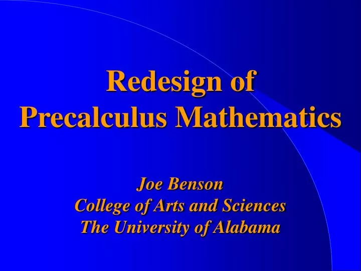 redesign of precalculus mathematics