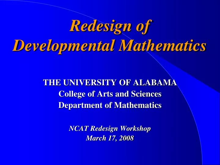 redesign of developmental mathematics