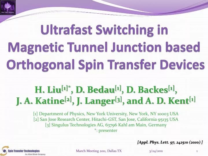 ultrafast switching in magnetic tunnel junction based orthogonal spin transfer devices