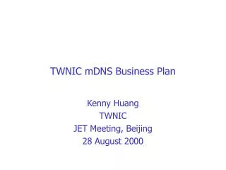 TWNIC mDNS Business Plan