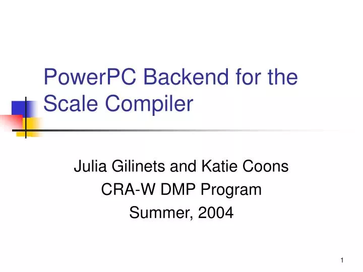 powerpc backend for the scale compiler