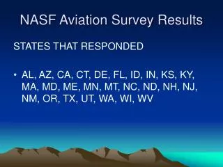 NASF Aviation Survey Results
