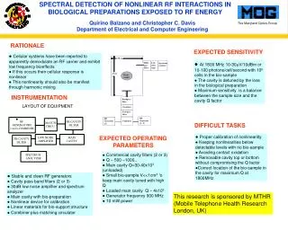 SPECTRAL DETECTION OF NONLINEAR RF INTERACTIONS IN BIOLOGICAL PREPARATIONS EXPOSED TO RF ENERGY