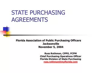 STATE PURCHASING AGREEMENTS