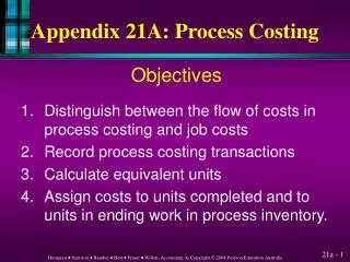 Appendix 21A: Process Costing