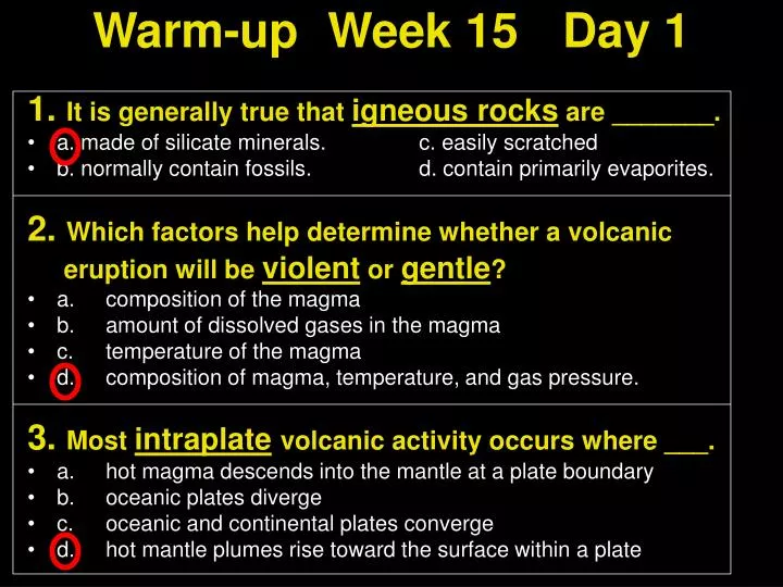 warm up week 15 day 1