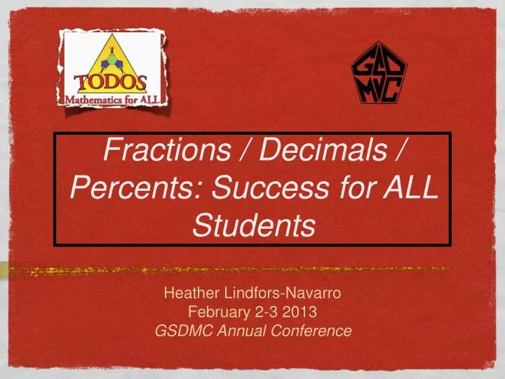 fractions decimals percents success for all students