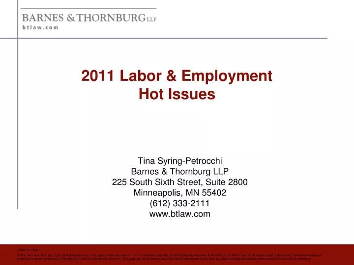 2011 labor employment hot issues