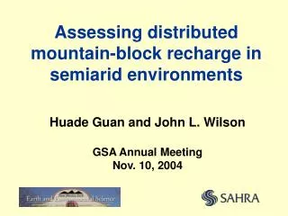 Assessing distributed mountain-block recharge in semiarid environments