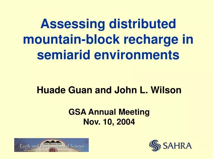 assessing distributed mountain block recharge in semiarid environments
