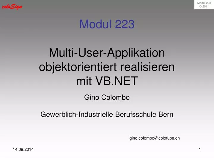 modul 223 multi user applikation objektorientiert realisieren mit vb net
