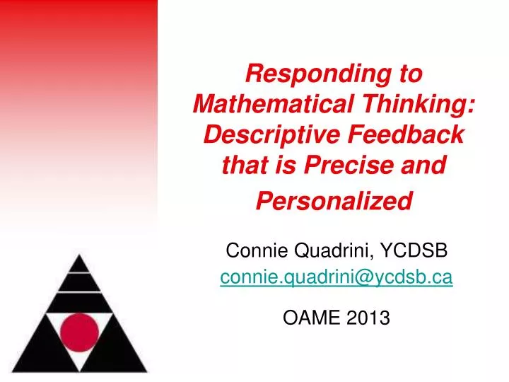 responding to mathematical thinking descriptive feedback that is precise and personalized