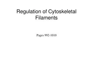 Regulation of Cytoskeletal Filaments