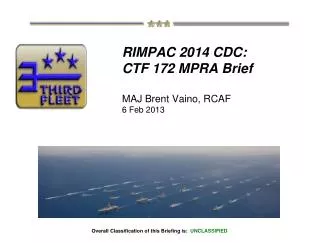 RIMPAC 2014 CDC: CTF 172 MPRA Brief MAJ Brent Vaino, RCAF 6 Feb 2013