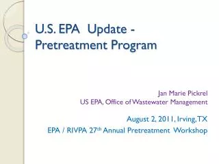 U.S. EPA Update - Pretreatment Program
