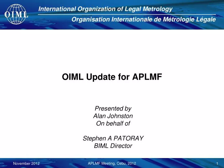 oiml update for aplmf