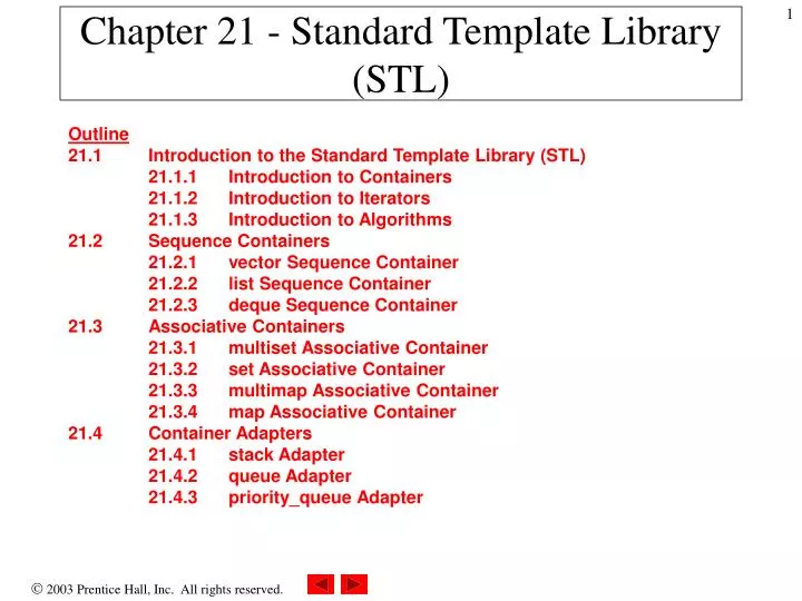 chapter 21 standard template library stl