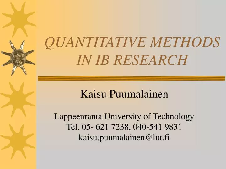 quantitative methods in ib research