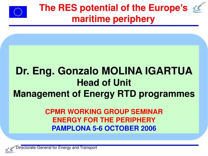 the res potential of the europe s maritime periphery