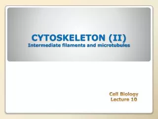 CYTOSKELETON (II) Intermediate filaments and microtubules