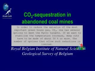 CO 2 -sequestration in abandoned coal mines