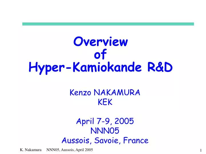 overview of hyper kamiokande r d