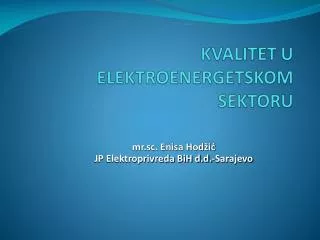 kvalitet u elektroenergetskom sektoru