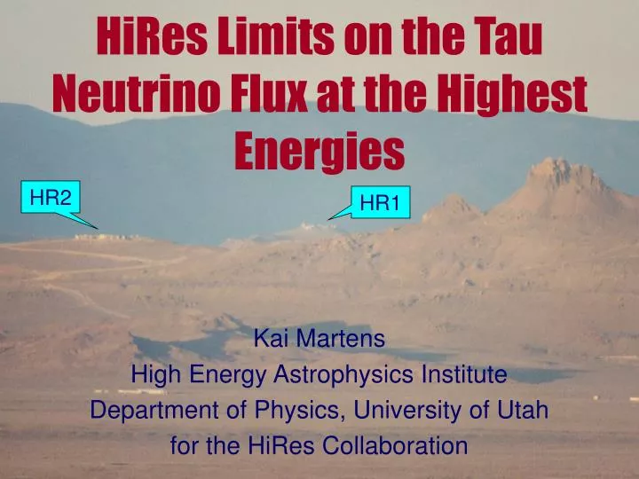 hires limits on the tau neutrino flux at the highest energies