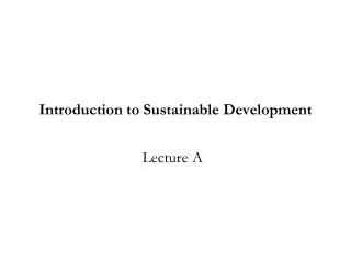 Introduction to Sustainable Development