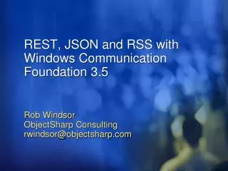 REST, JSON and RSS with Windows Communication Foundation 3.5