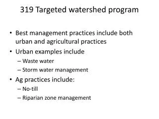 319 Targeted watershed program