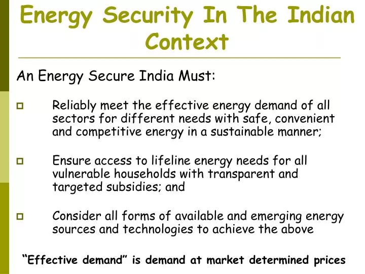 energy security in the indian context