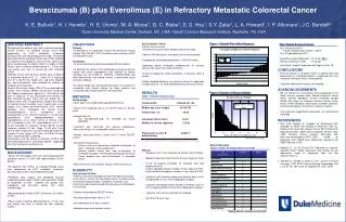 Bevacizumab (B) plus Everolimus (E) in Refractory Metastatic Colorectal Cancer