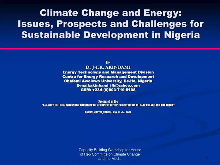climate change and energy issues prospects and challenges for sustainable development in nigeria