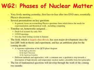 WG2: Phases of Nuclear Matter