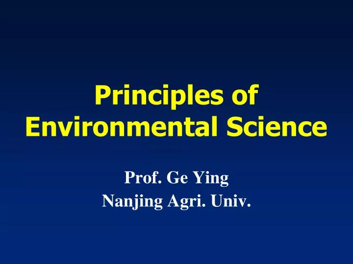 principles of environmental science