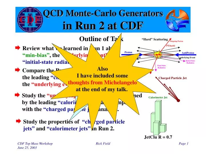 qcd monte carlo generators in run 2 at cdf