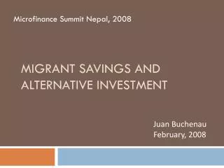 Migrant savingS and alternative investment
