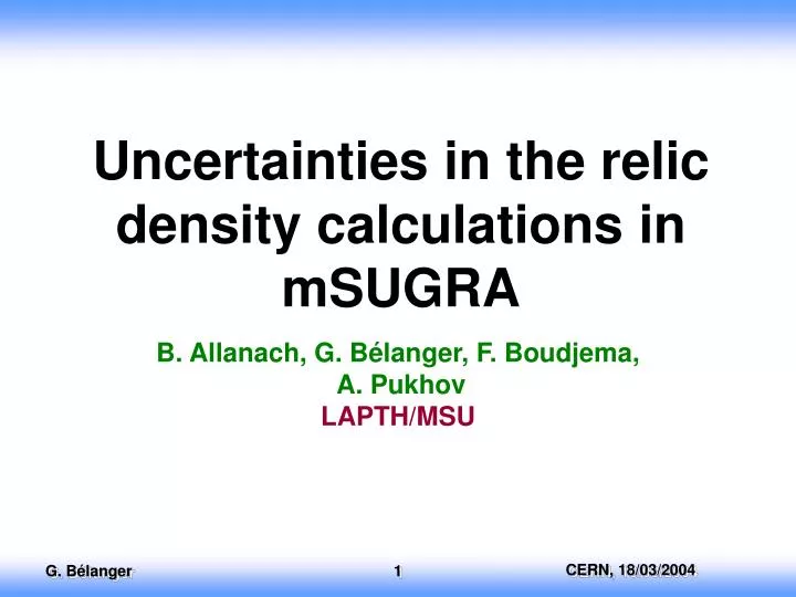 uncertainties in the relic density calculations in msugra