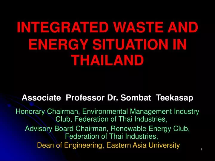 integrated waste and energy situation in thailand