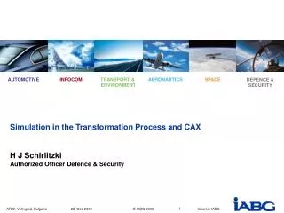 Simulation in the Transformation Process and CAX H J Schirlitzki